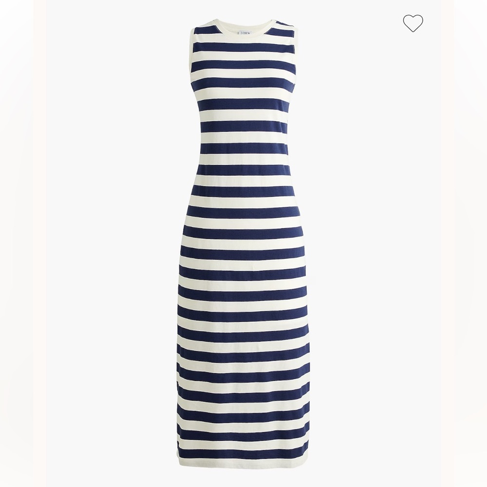 J.Crew Factory Midi Dress Womens Medium Navy Ivory Striped Knit Sleeveless NWT